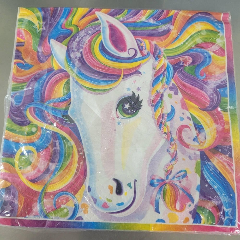 Lisa Frank Rainbow Unicorn Party Banner and Tablecover Set Pk Napkins - Picture 4 of 5